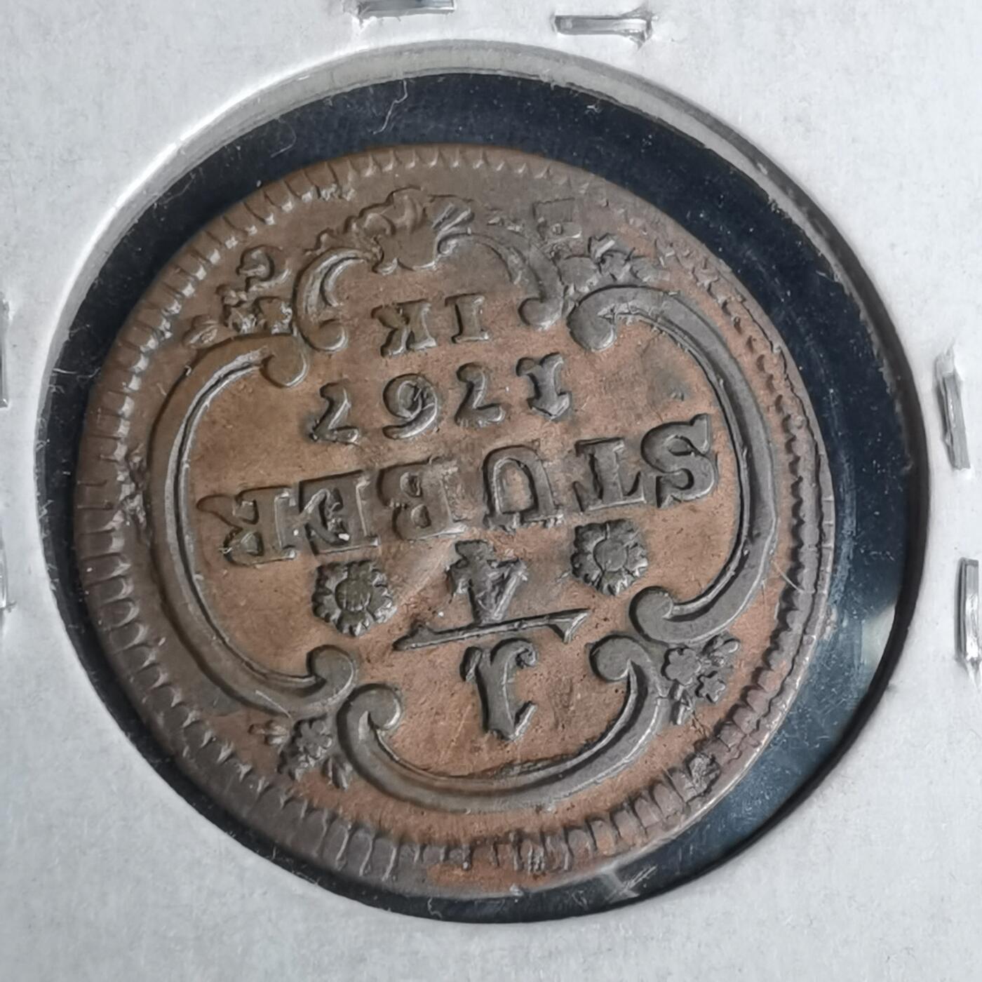 沼泽如烟--第1043场 德国科隆1767年四分之一stuber铜币