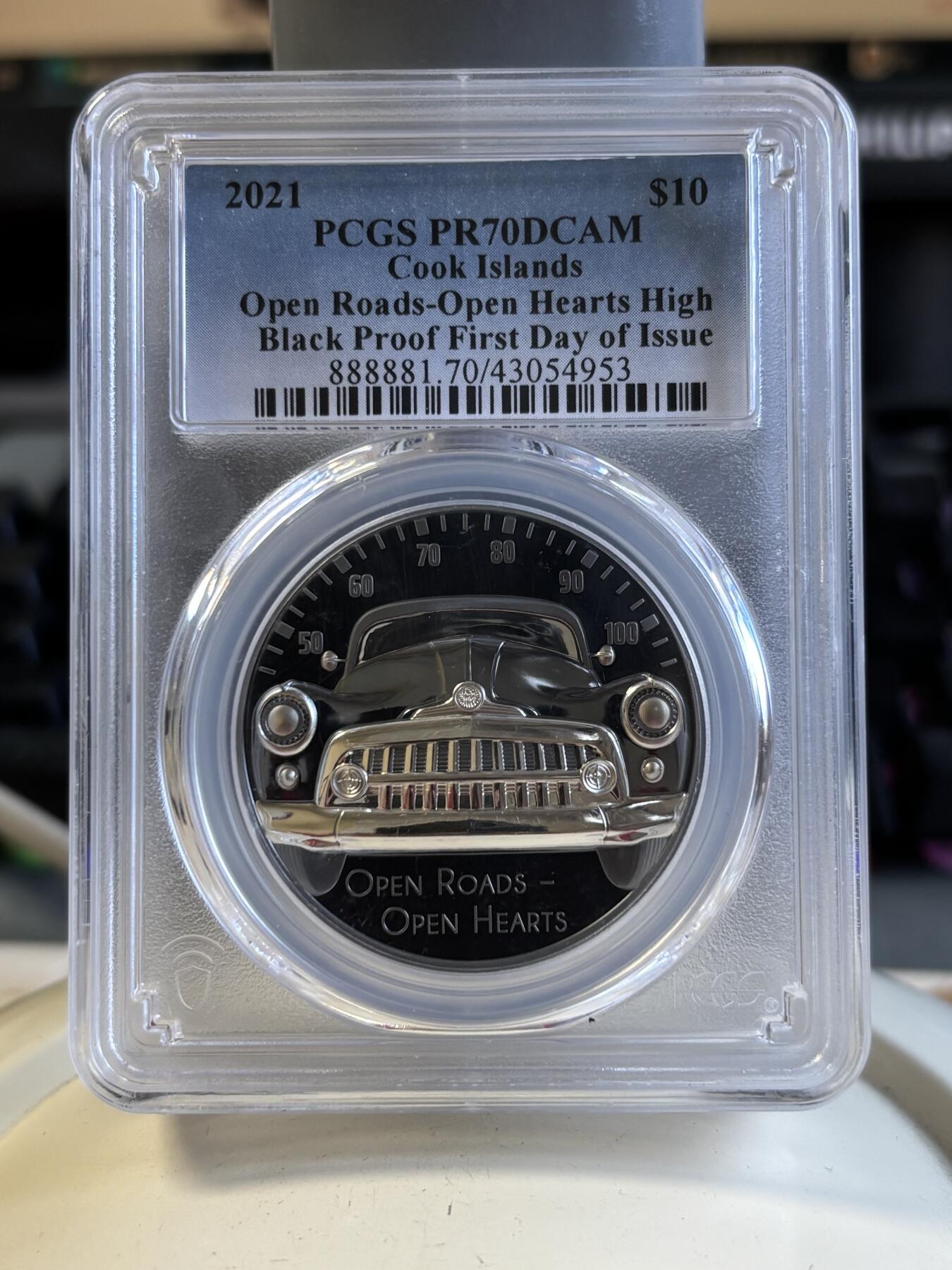 第196期拍卖 库克2021年老爷车2盎司精制纪念银币PCGS-PR70，999银，发行999枚
