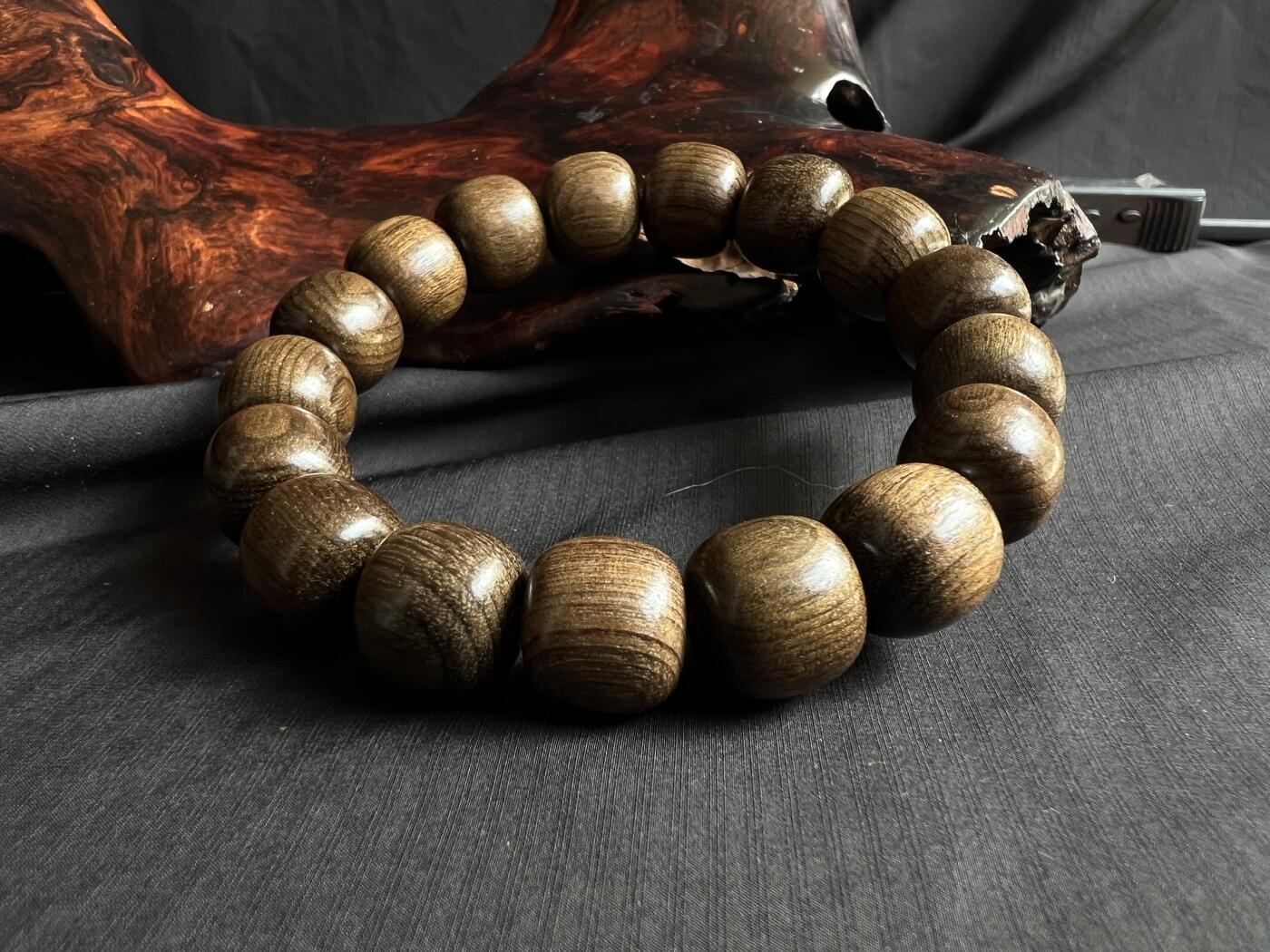 零元拍：金丝楠苹果珠手串，12/13MM 金丝满满，满荧光，满手留香