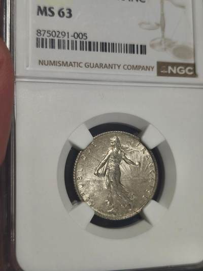 机制币银元拍场 臻品多多 - NGC MS63 1918年播种女神1法郎银币 原光原味包浆 状态极佳