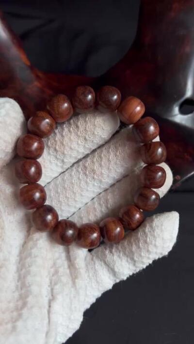 零元拍：海南黄花梨老型珠手串：12/13MM