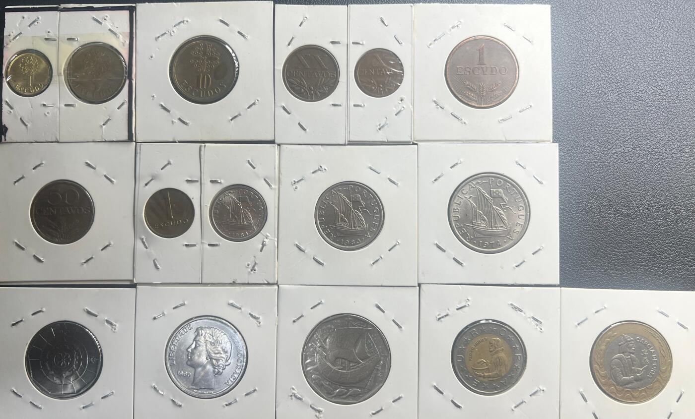 葡萄牙共和国流通硬币大全套 含 1 分 - 200 埃斯库多 航海大帆船系列 欧洲钱币