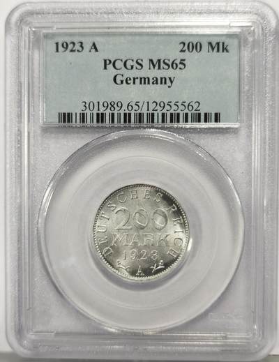 博洋堂世界钱币拍卖第167期（全场包邮） - PCGS MS65 德国魏玛1923年200马克铝币，配套必备