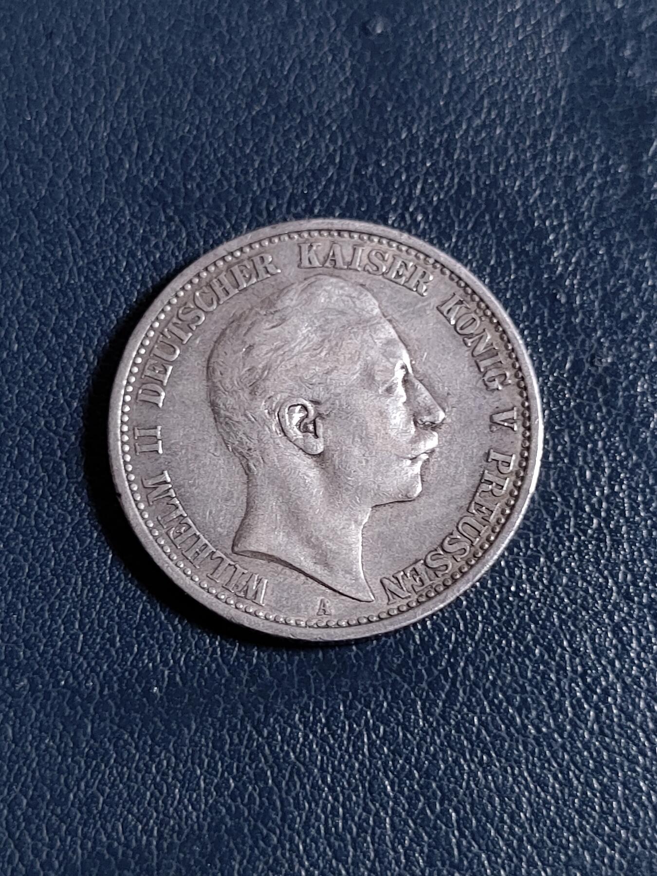 德国1904年普鲁士王国威廉二世2马克银币