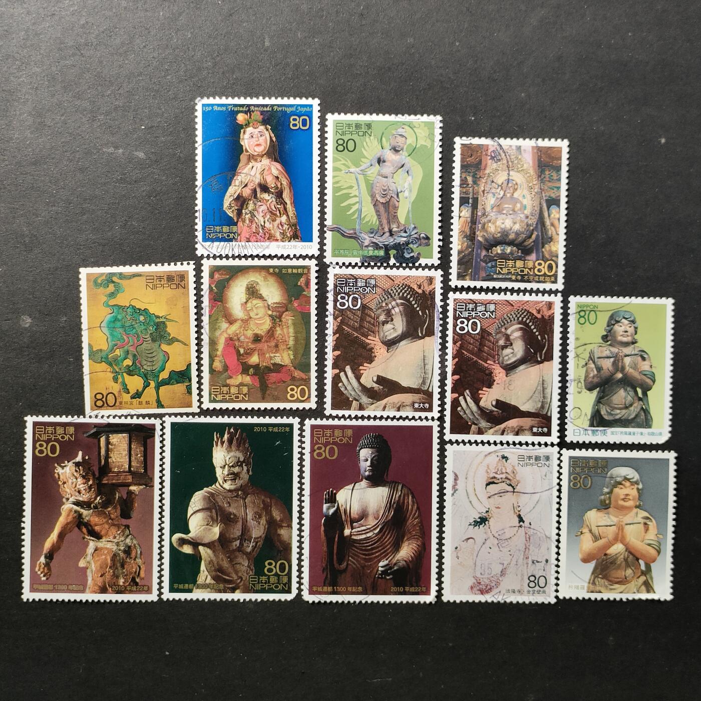 ↓君缘收藏779期☞钱币邮品↓无佣金、可寄存、满30元包邮  日本邮票，菩萨等佛教雕像邮票一组