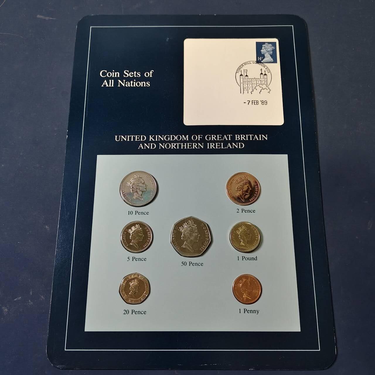 【全场包邮】纯粹捡漏拍517场 【富兰克林·世界各国硬币系列邮币卡】大不列颠和北爱尔兰联合王国（英国）-1镑为盾徽版