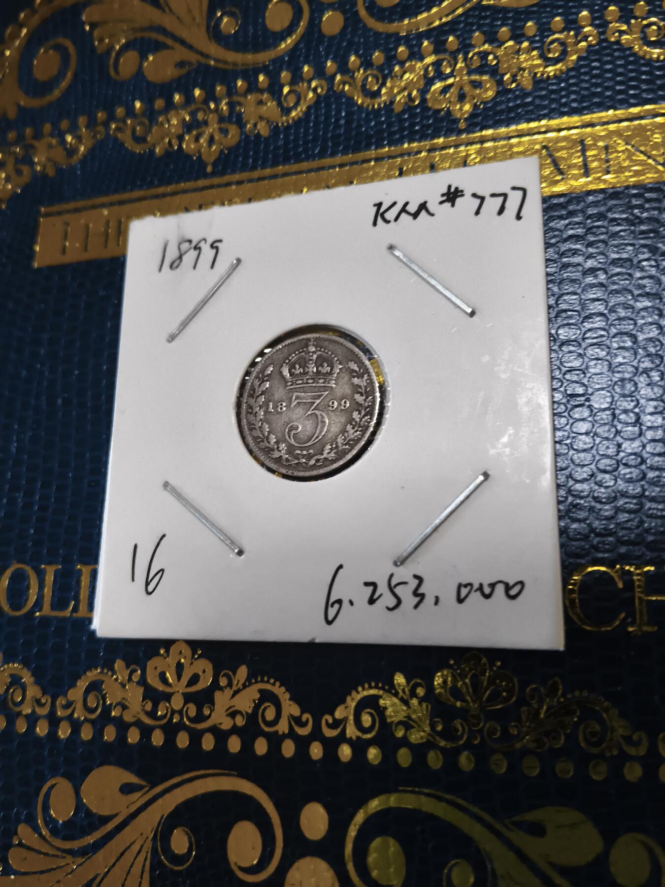 长老汇马年精选第十五场拍卖 1899英国维多利亚3便士银币，1.41克925银