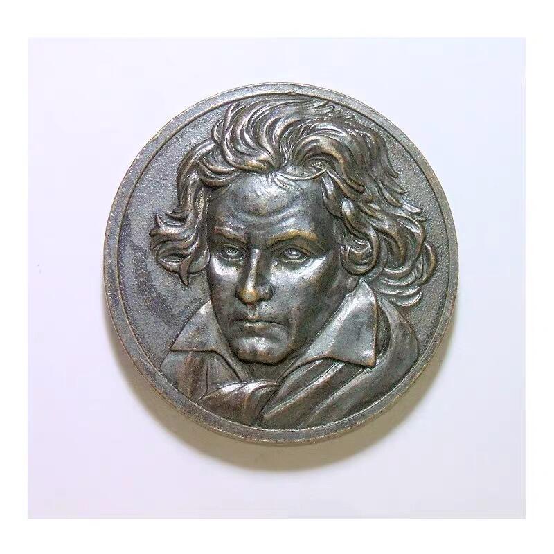 【旋风钱币】4月11日19:00准时开拍 精美欧洲币章、银币银章、第三帝国钱币等 全场包邮！ 德国1827年 大音乐家贝多芬高浮雕精制大铜章 40MM