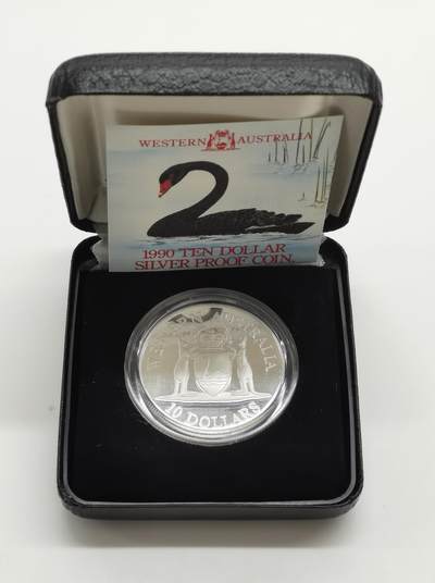 博洋堂世界钱币拍卖第167期（全场包邮） - 澳大利亚1990年10元精制银币 澳大利亚州系列-西澳大利亚 925银20克 发行量：约3万 盒证全