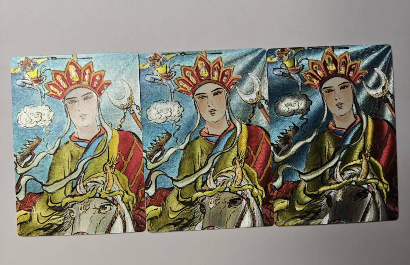 龙虎卡牌-八一场（满200元包邮，无佣金，每周六结拍，欢迎送拍） 粗闪3张 昆仑万象 权迎东手绘复刻第二弹 - 西行取经 三宫