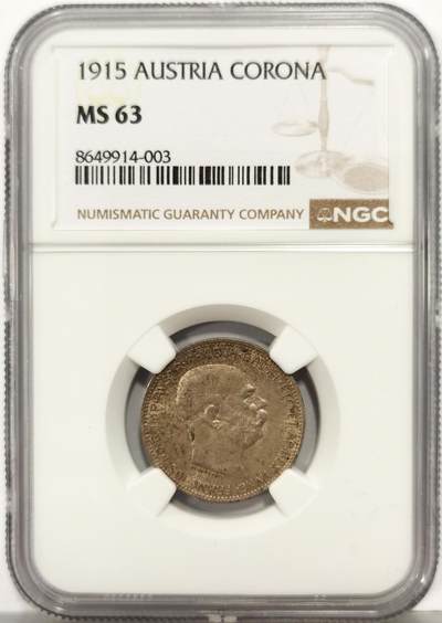 博洋堂世界钱币拍卖第167期（全场包邮） - NGC MS63 奥地利1915年1克朗银币