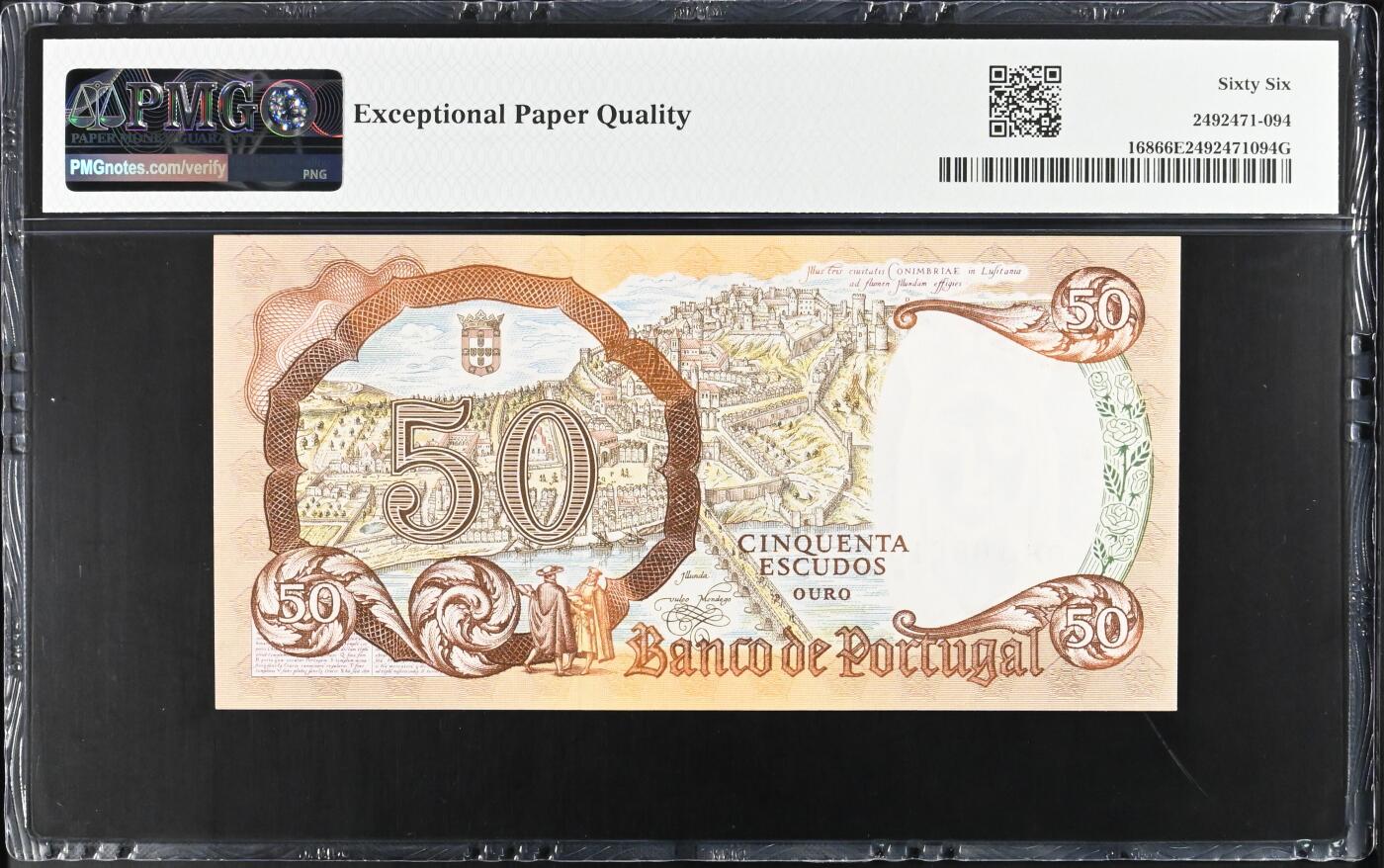 《愛美收藏》第239期-4.5周日外币黄金场  葡萄牙1964年50埃斯库多PMG66E倒置号0169组合 伊莎贝尔女王 葡萄牙经典品种 Pick#168