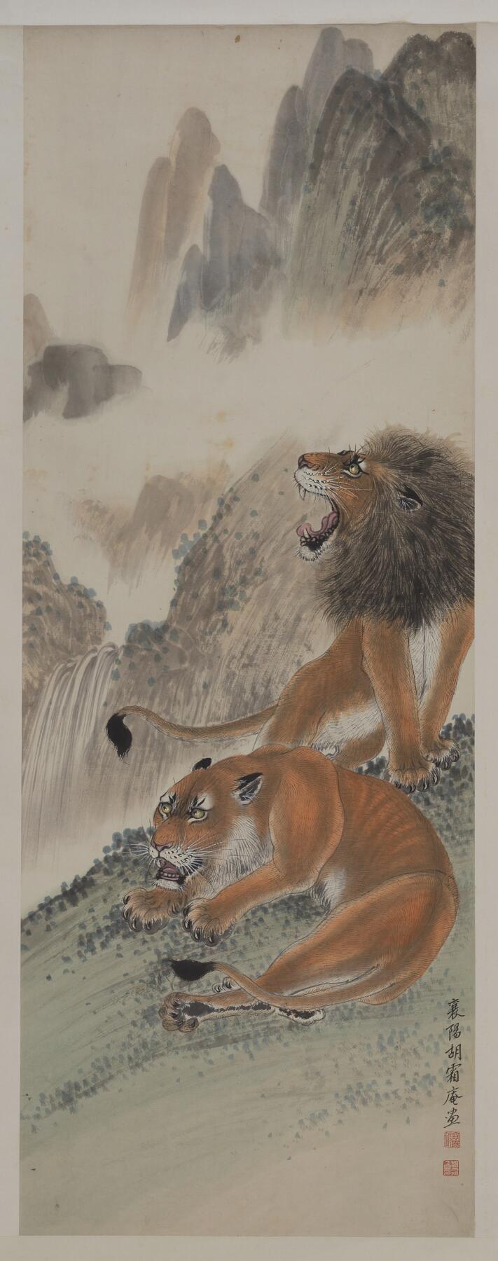 碧月说宝 近现代书画专场（七） 胡爽庵 双狮