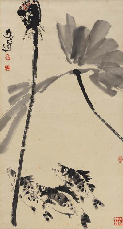 碧月说宝 近现代书画专场（七） - 汤文选 荷塘鳜鱼肥