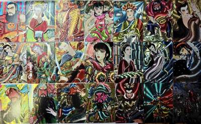 龙虎卡牌-八一场（满200元包邮，无佣金，每周六结拍，欢迎送拍） - 【套卡】粗闪21张 昆仑万象 权迎东手绘复刻第二弹 一套