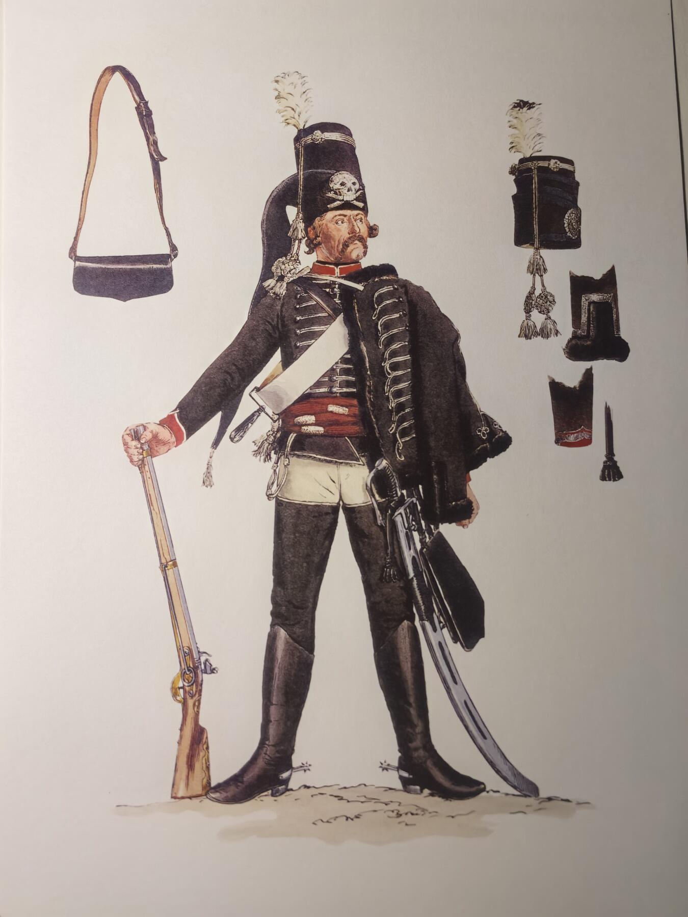 盛世勋华——号角文化勋章邮票专场拍卖第312期 大尺寸手绘图卡 普鲁士王国第5骠骑兵团士兵 大A4尺寸 翻印自1851年出版《腓特烈大帝的军队》一书