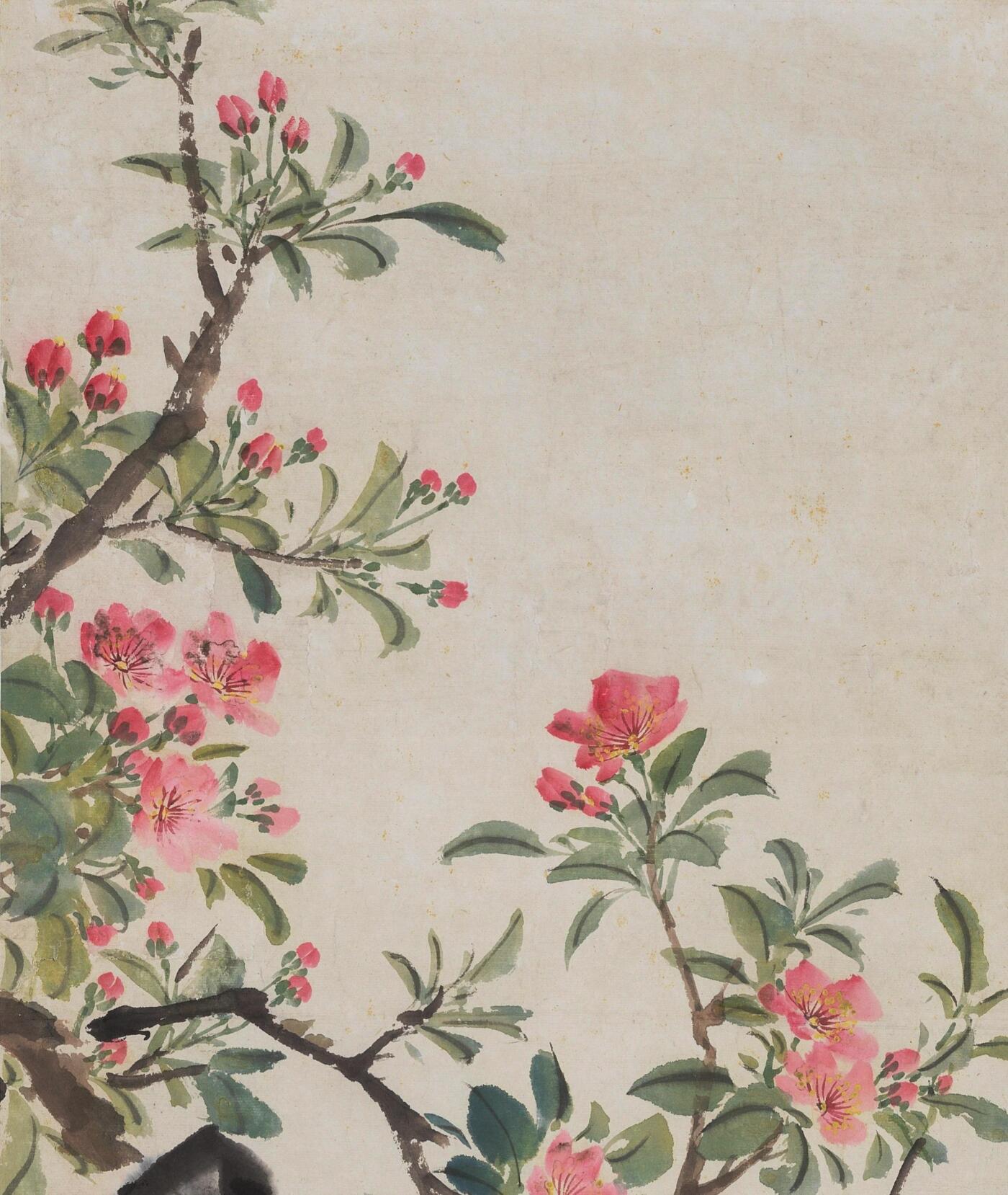 碧月说宝 近现代书画专场（八） 汪慎生 海棠雏鸡