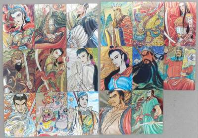 龙虎卡牌-八一场（满200元包邮，无佣金，每周六结拍，欢迎送拍） - 【套卡】粗闪17张 昆仑万象 权迎东手绘复刻第一弹 一套