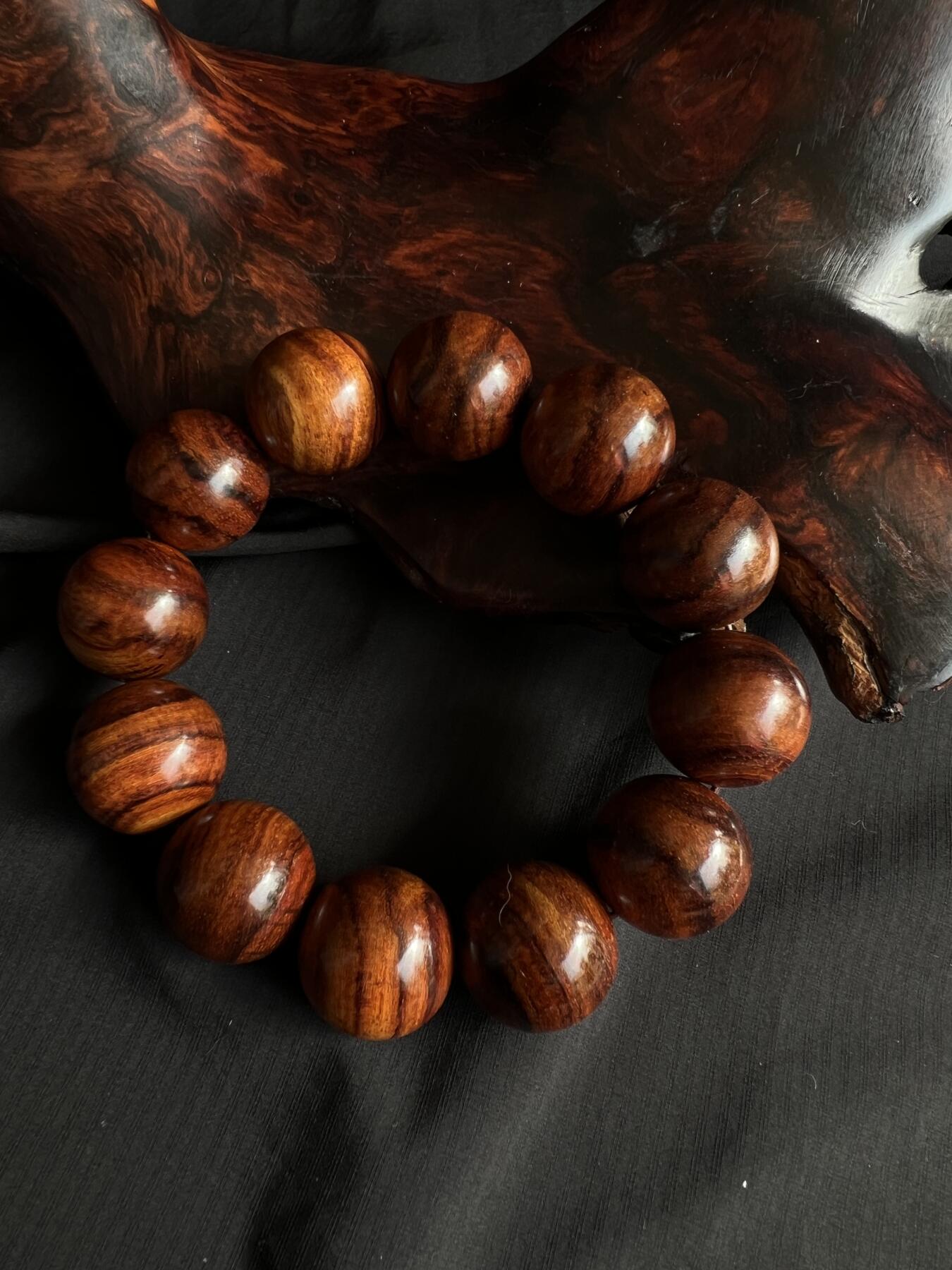 零元拍：虎皮纹海南黄花梨手串2.0