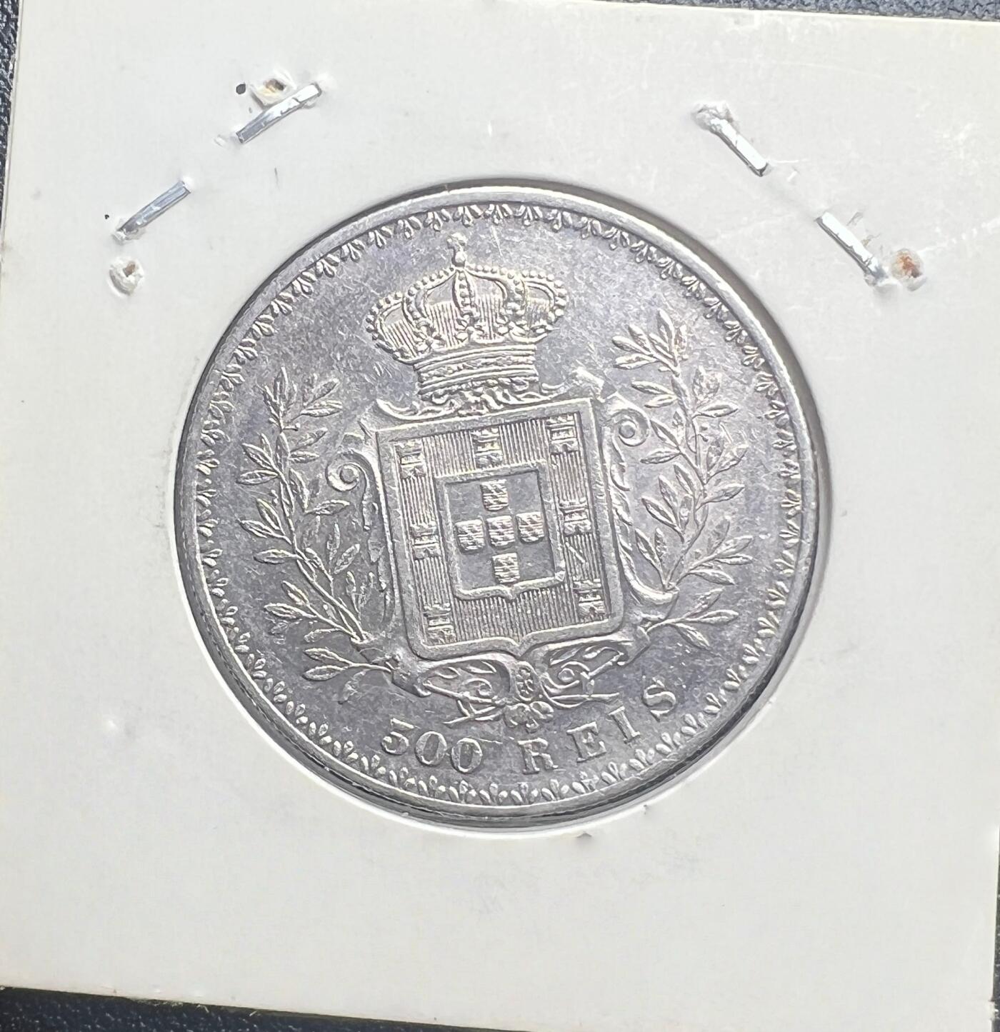 1896 年葡萄牙王国 500 瑞斯银币 卡洛斯一世 835 银 欧洲老银币