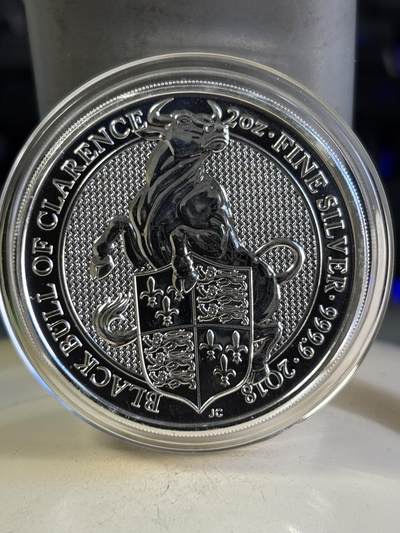 第196期拍卖 - 英国2018年女王神兽系列克拉伦斯黑牛2盎司纪念银币，9999银