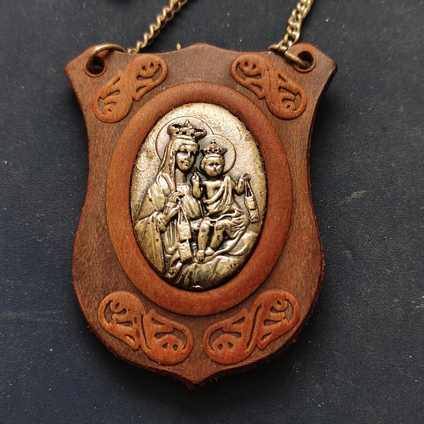 【全场包邮】纯粹捡漏拍517场 【杂件·自辨】意大利宗教挂牌-带皮套内嵌耶稣/圣母金属牌（可能是银质）-带说明