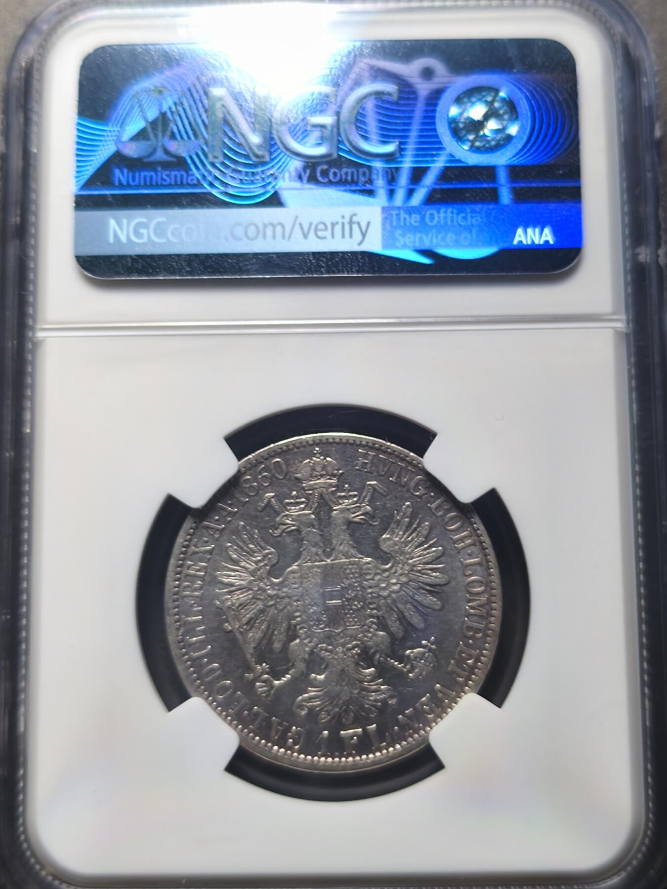 机制币银元拍场 臻品多多 NGC XF 弗朗茨青年版1弗罗林银币 12.3g 900银 细节完好 底板漂亮