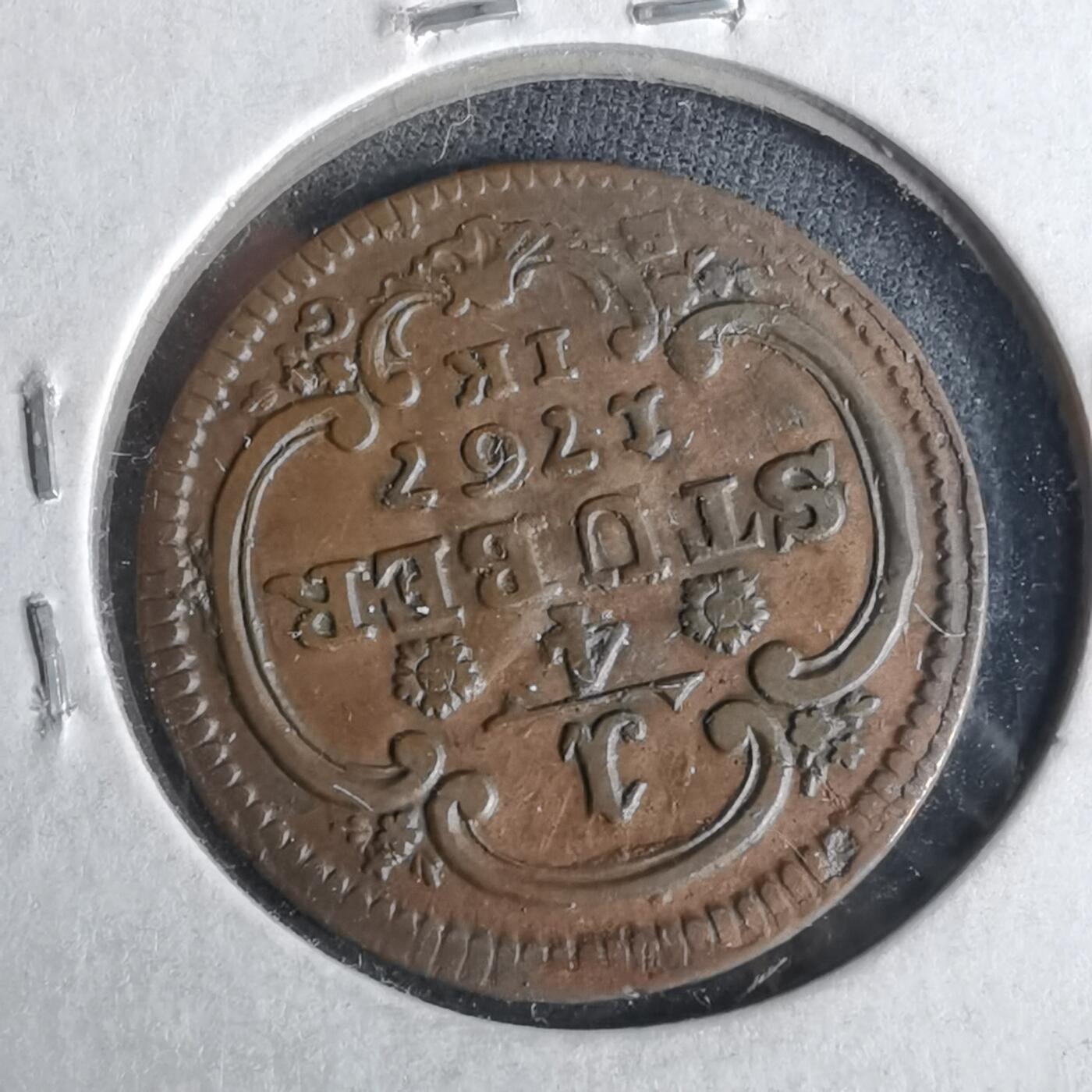 沼泽如烟--第1043场 德国科隆1767年四分之一stuber铜币