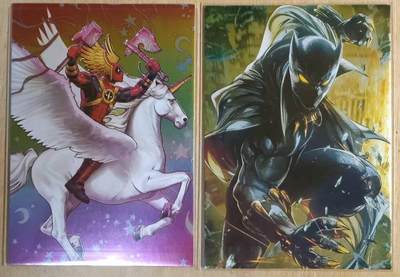 龙虎卡牌-八一场（满200元包邮，无佣金，每周六结拍，欢迎送拍） - 彩闪电张 美漫卡牌 死侍阳光彩虹小白马+毒液