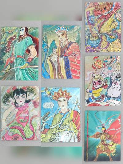 龙虎卡牌-八一场（满200元包邮，无佣金，每周六结拍，欢迎送拍） - 粗闪7张 昆仑万象 权迎东手绘复刻 - 西游角色
