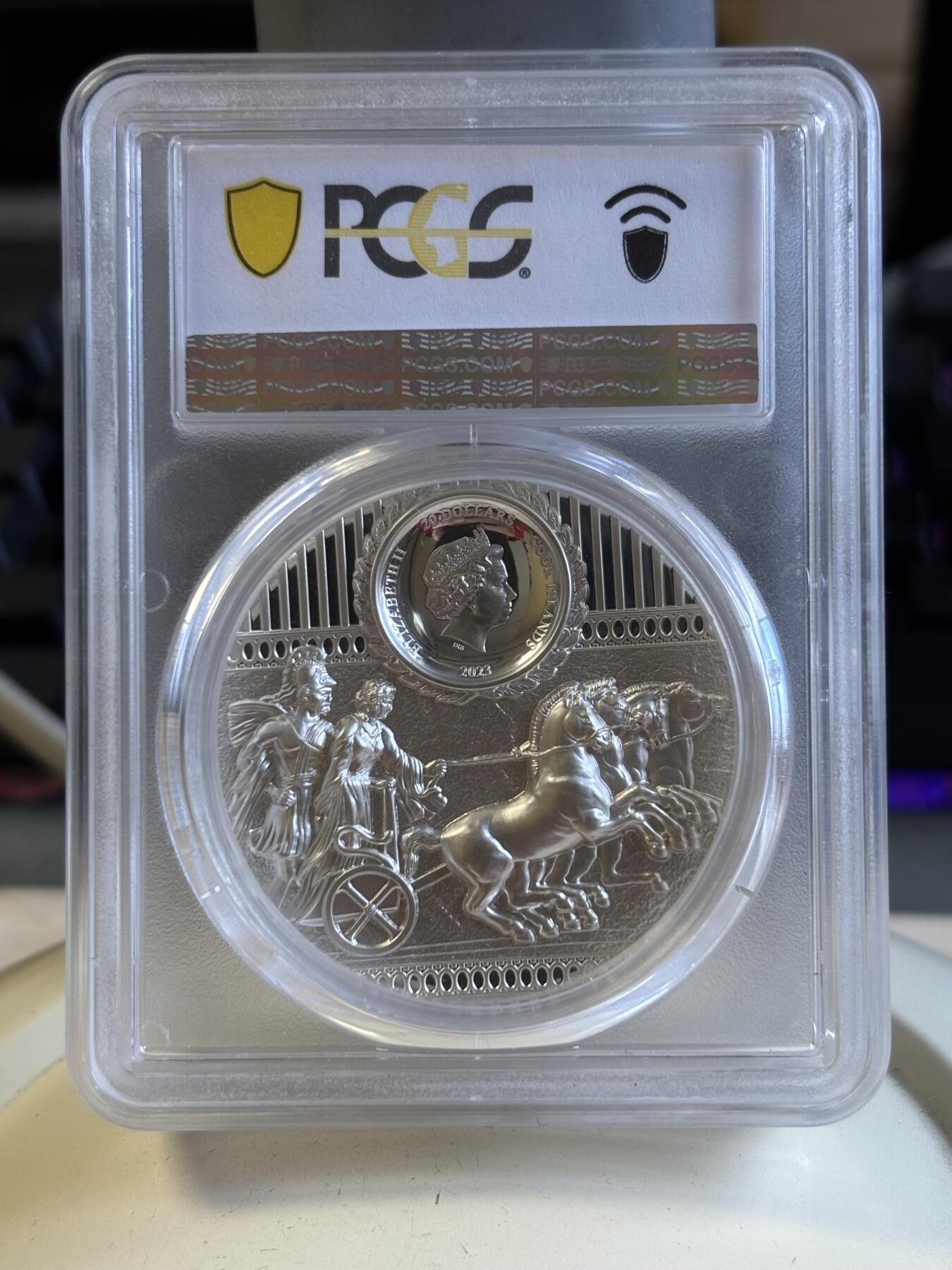 第196期拍卖 库克2023年斯巴达勇士3盎司双面高浮雕纪念银币PCGS-PR70，999银镀金，发行888枚