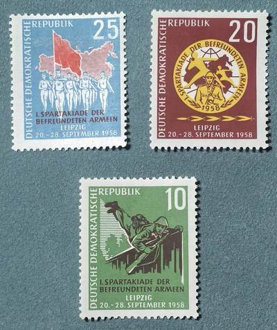 盛世勋华——号角文化勋章邮票专场拍卖第312期 - 东德邮政1958年发行 3全新票 第一届友军运动会