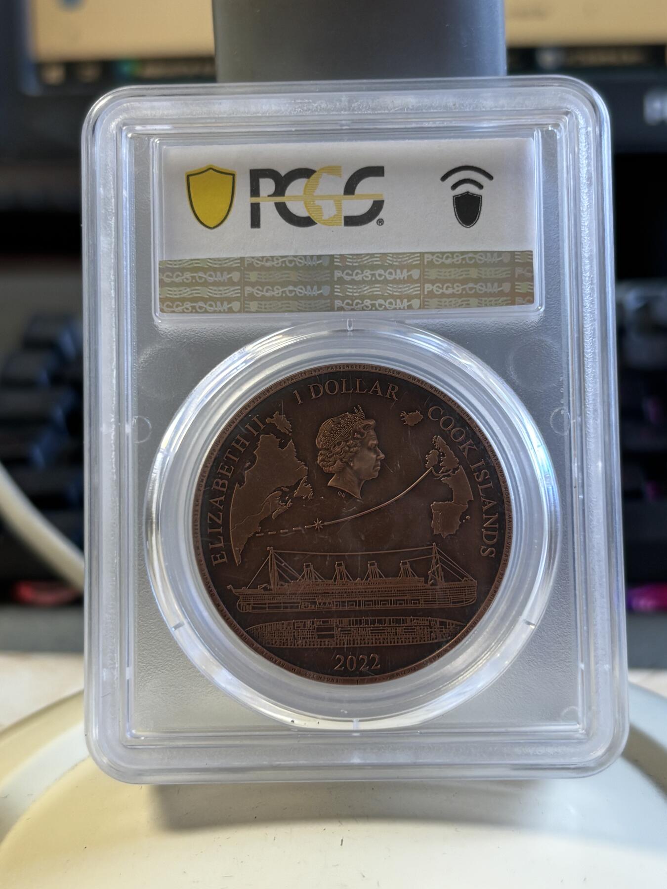第196期拍卖 库克2022年泰坦尼克号110周年纪念铜币PCGS-MS70首，50克，发行5000枚