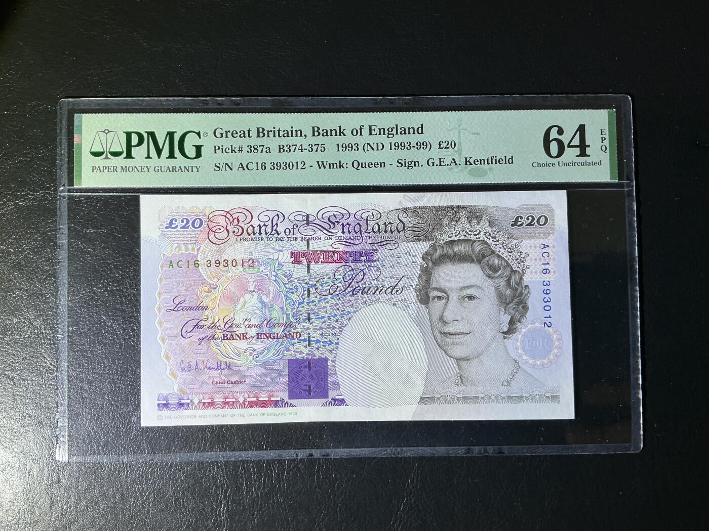 【礼羽收藏】🌏世界钱币拍卖第131期 英国e序列20镑 数字版 法拉第 pmg64e 无47