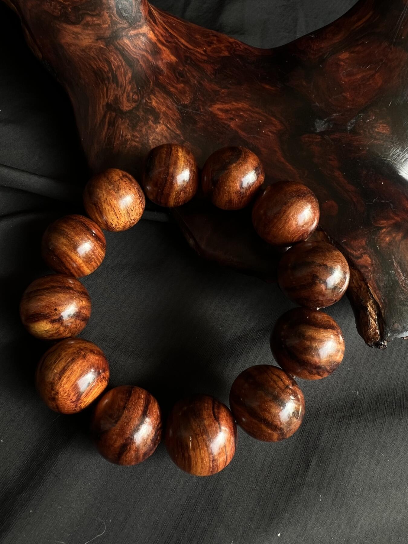 零元拍：虎皮纹海南黄花梨手串2.0