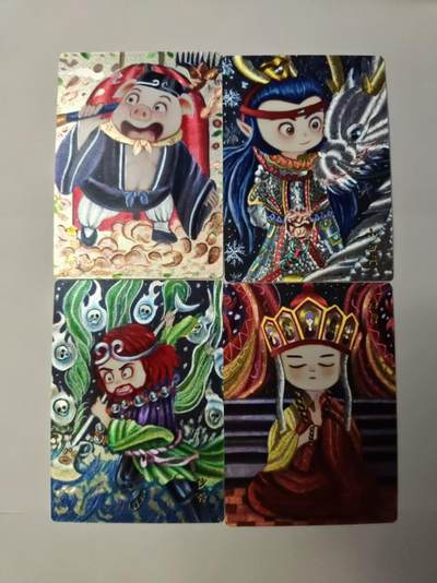 龙虎卡牌-八一场（满200元包邮，无佣金，每周六结拍，欢迎送拍） - 粗闪4张 山河潮玩  天空 - 师徒四人 (缺悟空)