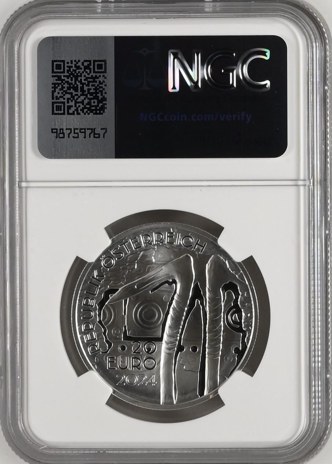 《愛美收藏》第239期-4.5周日外币黄金场  2024年奥地利哈尔施塔特盐业开采20欧纪念银币 NGC 70 带原盒证书 稀少首批蓝标满分