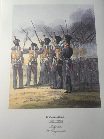 盛世勋华——号角文化勋章邮票专场拍卖第312期 - 大尺寸手绘图卡 巴登大公国步兵第1团 大A4尺寸 翻印自1848年出版《德意志陆军》一书