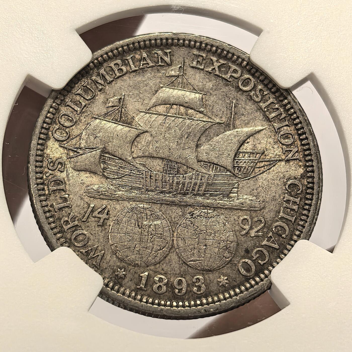 博洋堂世界钱币拍卖第167期（全场包邮） NGC MS62 美国1893年哥伦布发现新大陆50分纪念银币，美系经典品种，转光五彩好品，不错的状态