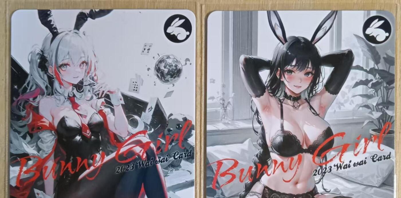 龙虎卡牌-八一场（满200元包邮，无佣金，每周六结拍，欢迎送拍） 折光彩闪2张 黑丝兔女郎