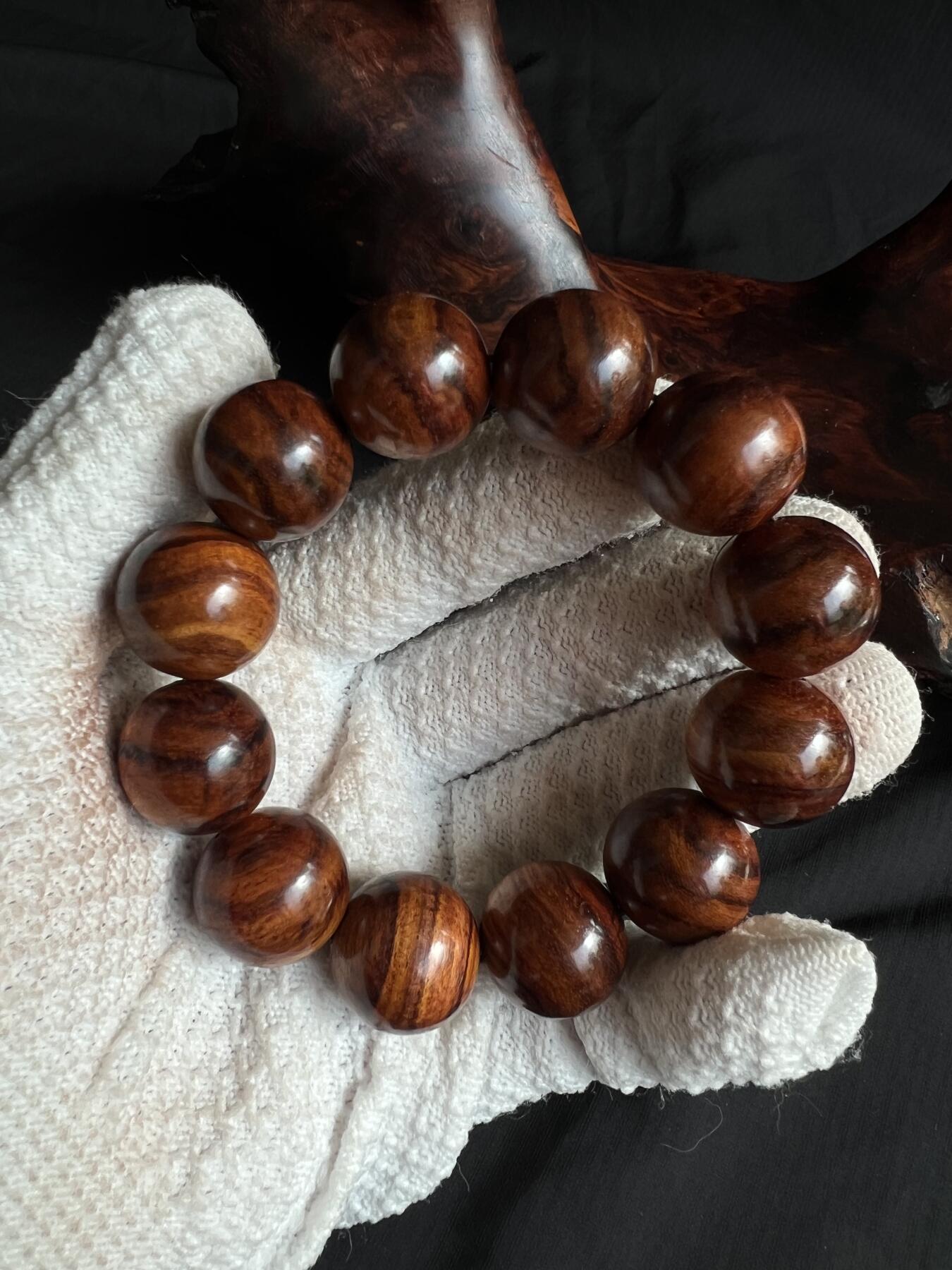 零元拍：虎皮纹海南黄花梨手串2.0