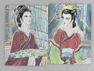 龙虎卡牌-八一场（满200元包邮，无佣金，每周六结拍，欢迎送拍） - 粗闪2张 昆仑万象 权迎东手绘复刻第二弹 -  大乔&小乔