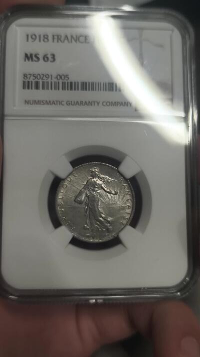 机制币银元拍场 臻品多多 NGC MS63 1918年播种女神1法郎银币 原光原味包浆 状态极佳