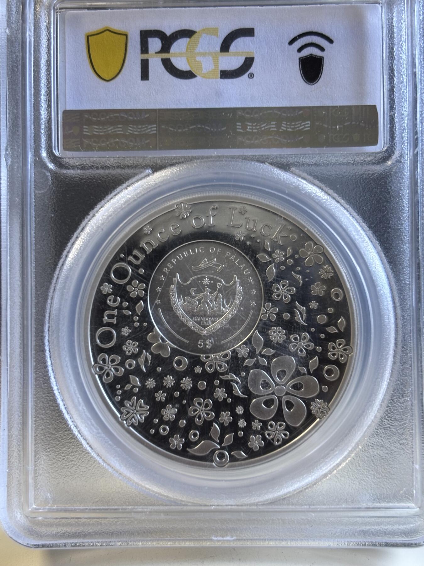 第196期拍卖 帕劳2024幸运草系列镶嵌四叶草1盎司银币PCGS-PR69，9999银，发行2024枚