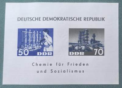 盛世勋华——号角文化勋章邮票专场拍卖第313期 - 东德邮政1963年发行 全新无齿小型张 化学工业 尼龙材质