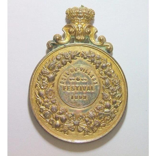 【旋风钱币】4月11日19:00准时开拍 精美欧洲币章、银币银章、第三帝国钱币等 全场包邮！ 比利时1893年 利奥波德二世高浮雕精制带皇冠大镀金章 50MM