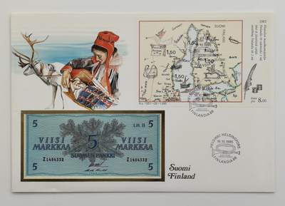 博洋堂世界钱币拍卖第167期（全场包邮） - 芬兰萨米人5M纸币首日封