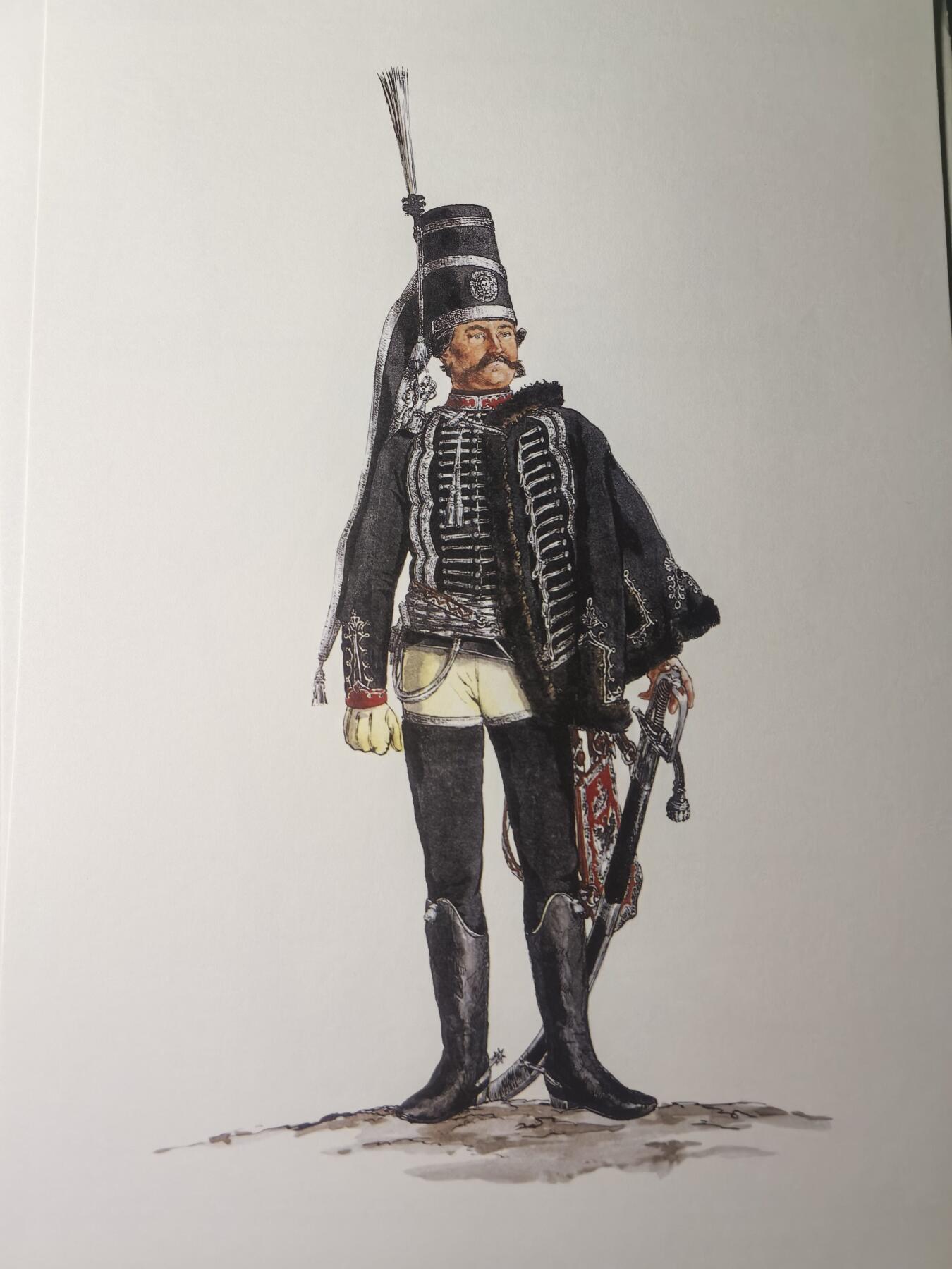 盛世勋华——号角文化勋章邮票专场拍卖第312期 大尺寸手绘图卡 普鲁士王国第5骠骑兵团军官 大A4尺寸 翻印自1851年出版《腓特烈大帝的军队》一书