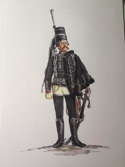 盛世勋华——号角文化勋章邮票专场拍卖第312期 - 大尺寸手绘图卡 普鲁士王国第5骠骑兵团军官 大A4尺寸 翻印自1851年出版《腓特烈大帝的军队》一书