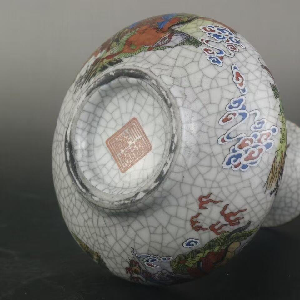 十八罗汉扁花瓶（一对）